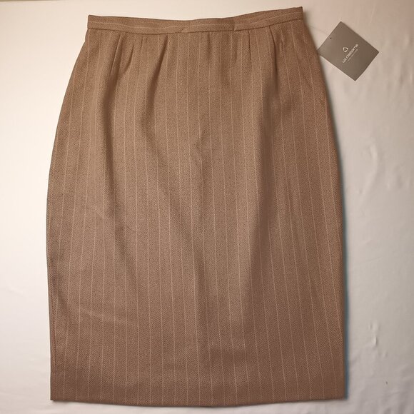 NWT Liz Claiborne Pencil Skirt Size 12 Below The Knee Tan Herringbone Pattern - Picture 1 of 8